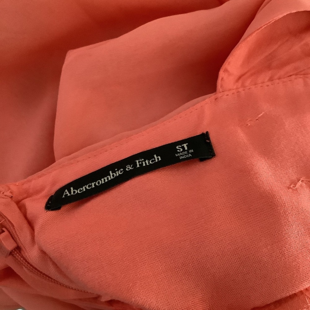 Abercrombie & Fitch Coral Pink Chiffon Deep V-Neck Mini Dress Size ST Tall - Picture 4 of 6